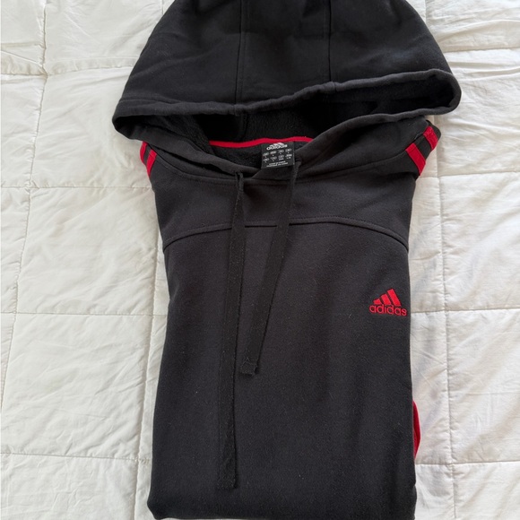 Adidas Black Hoodie with Red Accents men’s large like new - Picture 4 of 5